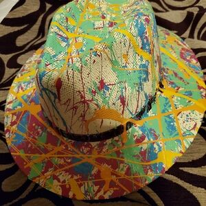 Colorful Splatter Hand Painted Hat, Signed By The Artist